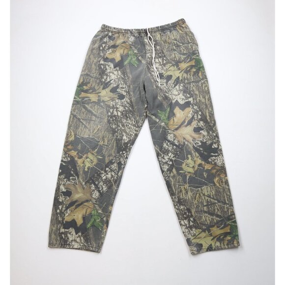 Vintage 90s Mossy Oak Camouflage Mens Size 3XL Faded Wide Leg Sweatpants Pants